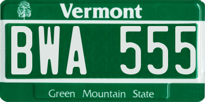 VT license plate BWA555