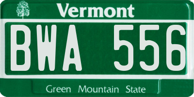 VT license plate BWA556