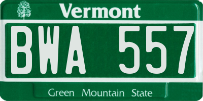 VT license plate BWA557