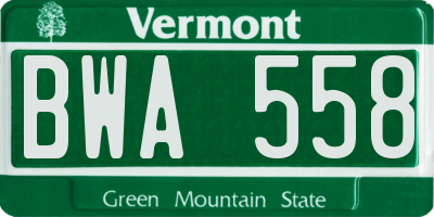 VT license plate BWA558