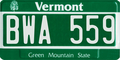 VT license plate BWA559