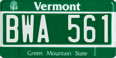 VT license plate BWA561