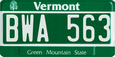 VT license plate BWA563