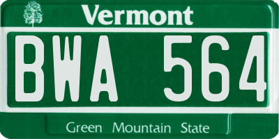 VT license plate BWA564