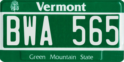 VT license plate BWA565