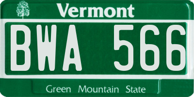 VT license plate BWA566