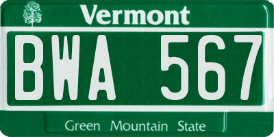 VT license plate BWA567