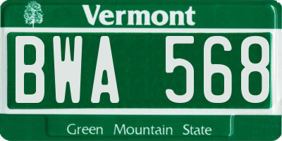 VT license plate BWA568