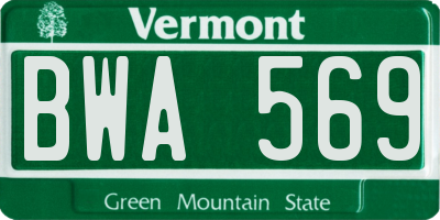 VT license plate BWA569