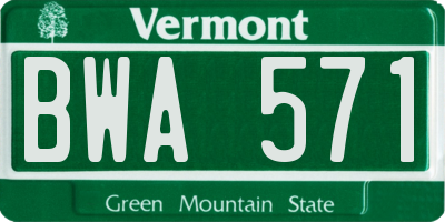 VT license plate BWA571