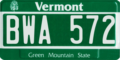 VT license plate BWA572