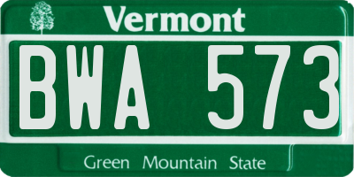 VT license plate BWA573