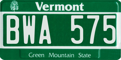 VT license plate BWA575