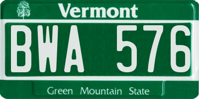 VT license plate BWA576