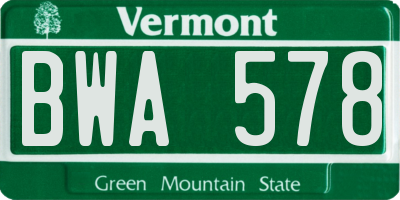 VT license plate BWA578