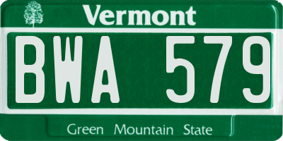 VT license plate BWA579