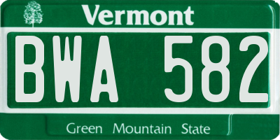 VT license plate BWA582