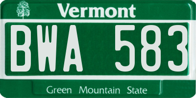 VT license plate BWA583