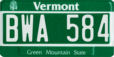 VT license plate BWA584