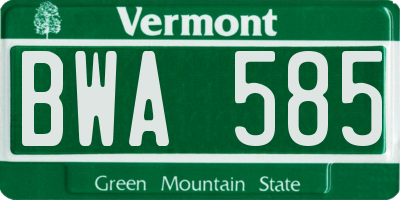 VT license plate BWA585