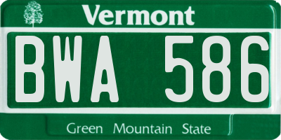 VT license plate BWA586