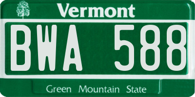 VT license plate BWA588