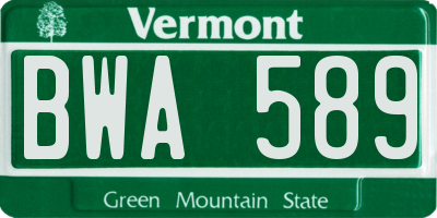 VT license plate BWA589
