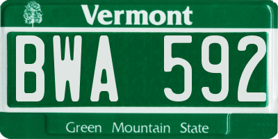 VT license plate BWA592