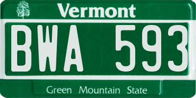 VT license plate BWA593