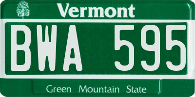 VT license plate BWA595