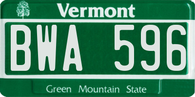 VT license plate BWA596