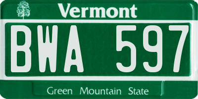VT license plate BWA597