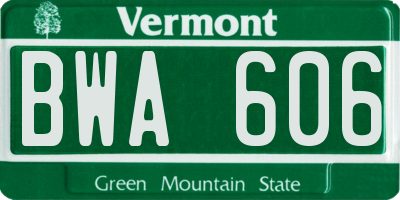 VT license plate BWA606