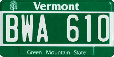 VT license plate BWA610