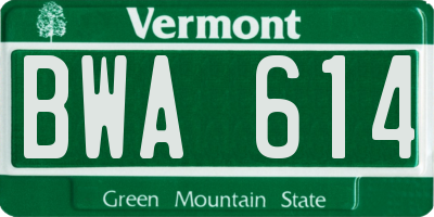 VT license plate BWA614