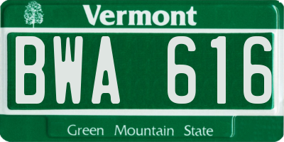 VT license plate BWA616