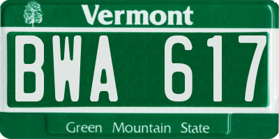 VT license plate BWA617