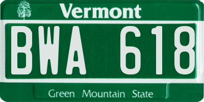 VT license plate BWA618