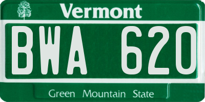 VT license plate BWA620