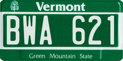 VT license plate BWA621