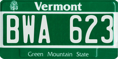 VT license plate BWA623