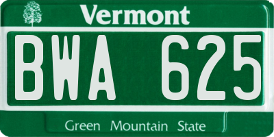 VT license plate BWA625