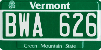 VT license plate BWA626