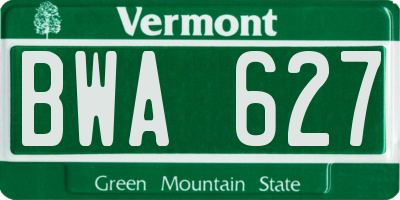 VT license plate BWA627