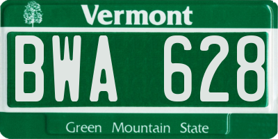 VT license plate BWA628
