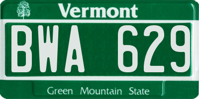 VT license plate BWA629