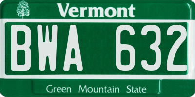 VT license plate BWA632