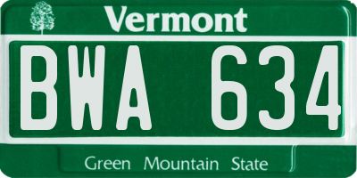 VT license plate BWA634