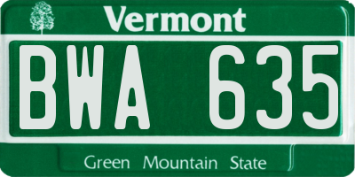 VT license plate BWA635
