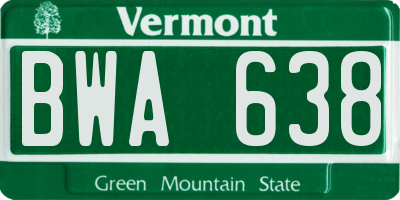 VT license plate BWA638